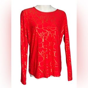 Nygard Collection Size Small long sleeve sport logo top red and gold